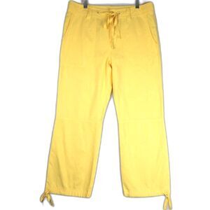 Lauren Ralph Lauren Yellow Linen-Blend Drawstring Wide Leg Crop Pants  Size 10